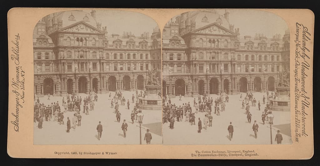 Historic photograph of the Liverpool Cotton Exchange